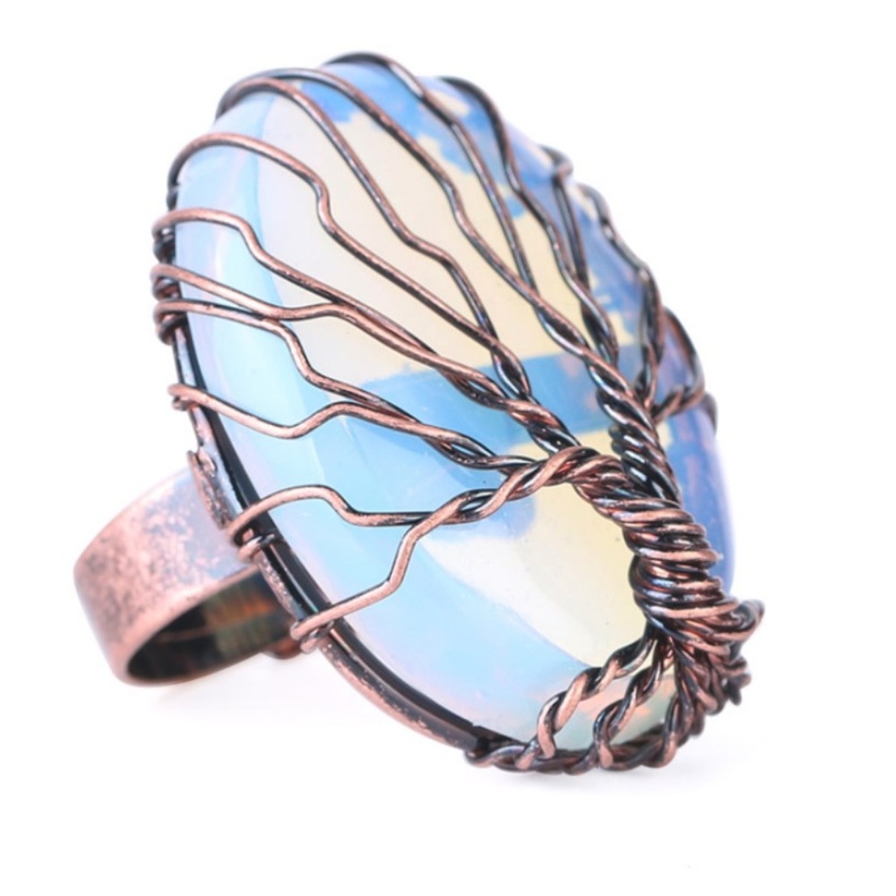 Tree of Life Ring Nature Wire Iridescent Size 9 - Picture 2 of 4